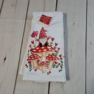 Valentines Day Gnome Mushroom Kitchen Tea Towels